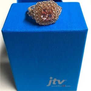 JTV Sterling Silver CZ & Pink Ice Ring   Vermeil  Size 4
